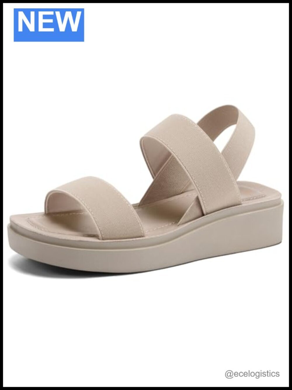 Women's Platform Wedges Sandals Slingback Lightweight Elastic Ankle Strap Low